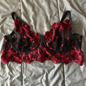 Torrid Size 2 Red & Black Lace Longline Bralette